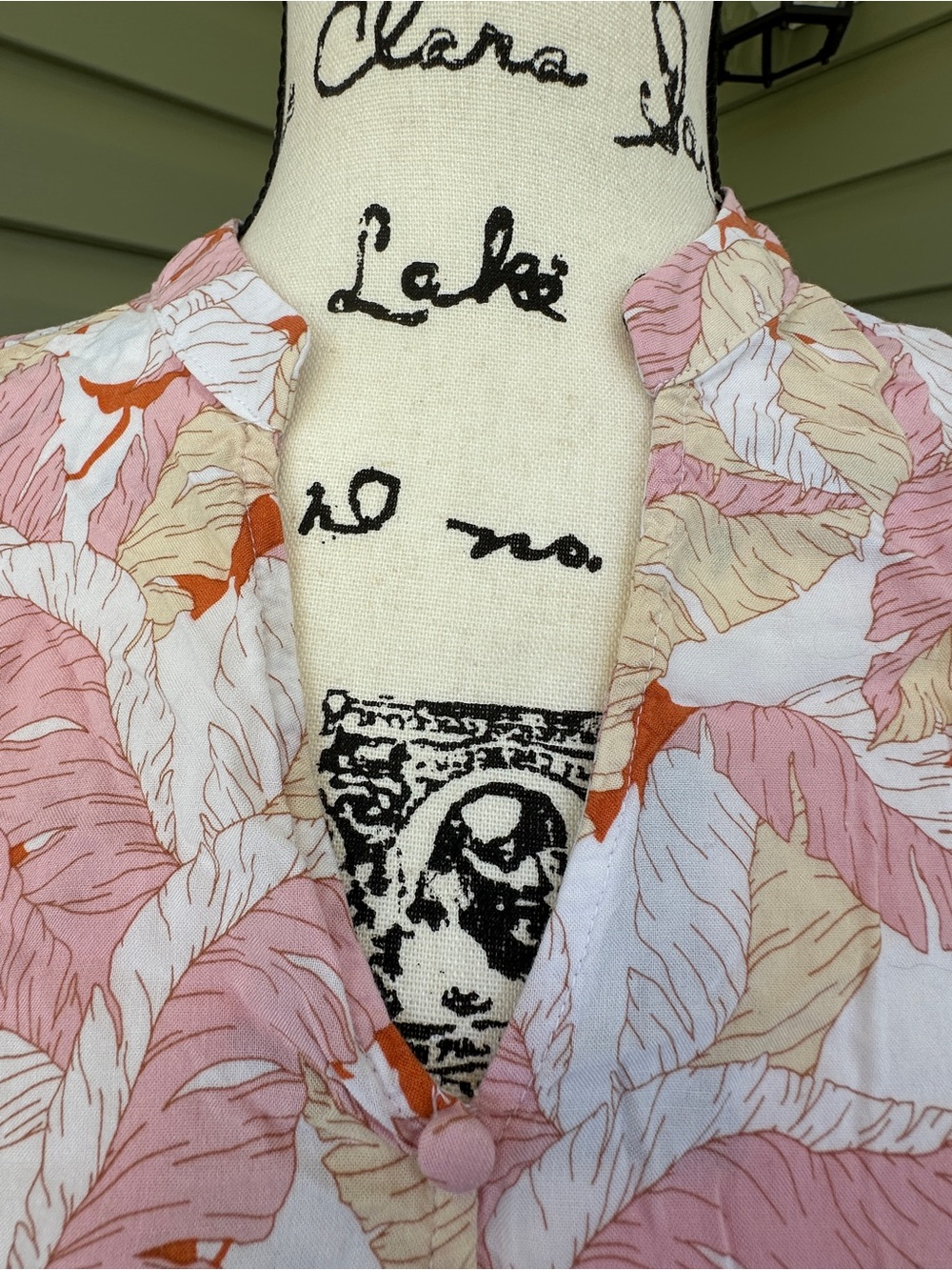 Nine West Pink, Cream & Orange Leaf-Print ruffled Summer Dress size L very cute - Picture 4 of 11